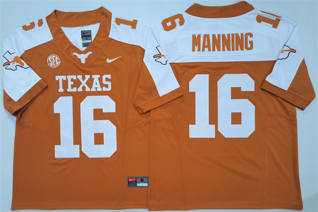 Men's Texas Longhorns #16 Peyton Manning Orange/White F.U.S.E. Stitched Jersey